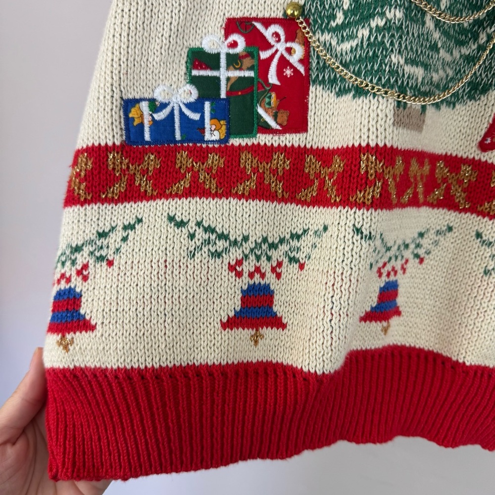 Sweater Loft New York Vintage Ugly Christmas Sweater 1980s Peter Pan Collar M - Picture 5 of 14